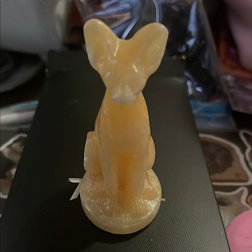 Yellow Calcite Egyptian Cat statue! NWOT